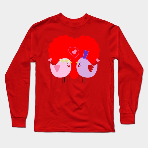 Birds In Love Long Sleeve T-Shirt by ShubShank